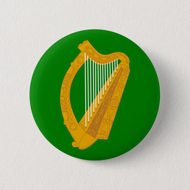 ireland green harp flag irish 6 cm round badge (Front)