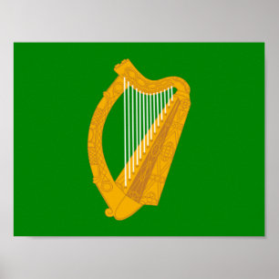 ireland green harp flag irish poster