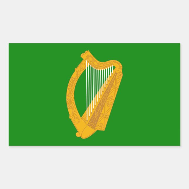 ireland green harp flag irish rectangular sticker (Front)