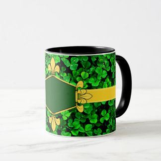 Ireland green shamrocks, add monogram/initials 10 mug