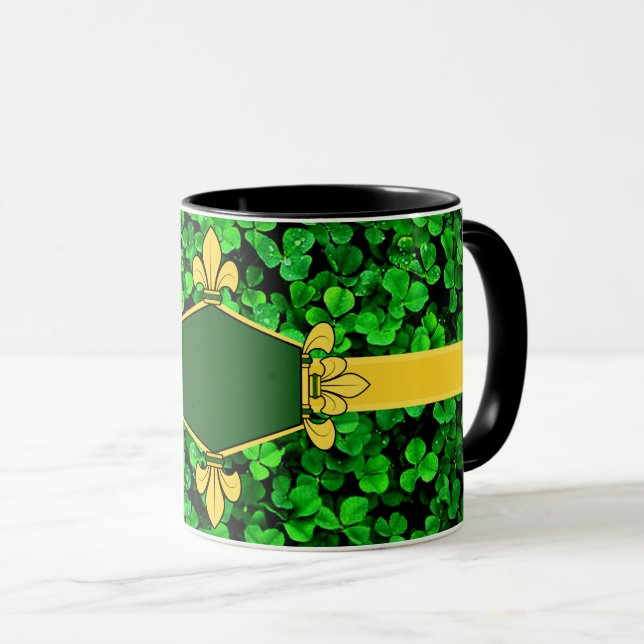 Ireland green shamrocks, add monogram/initials 10 mug (Front Right)