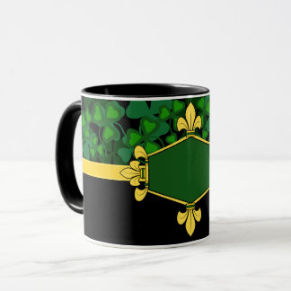 Ireland green shamrocks, add monogram/initials 5 mug