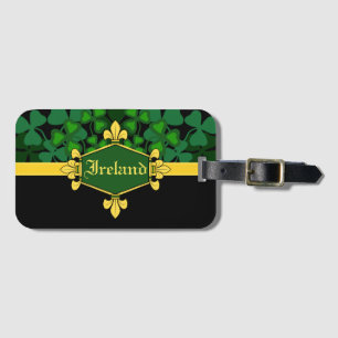 Ireland green shamrocks, Customise with name 5 Luggage Tag