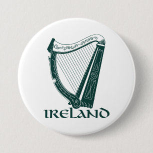 Ireland Harp Design, Irish Harp 7.5 Cm Round Badge