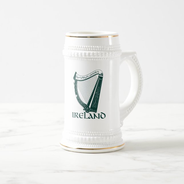 Ireland Harp Design, Irish Harp Beer Stein (Front Right)