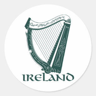 Ireland Harp Design, Irish Harp Classic Round Sticker