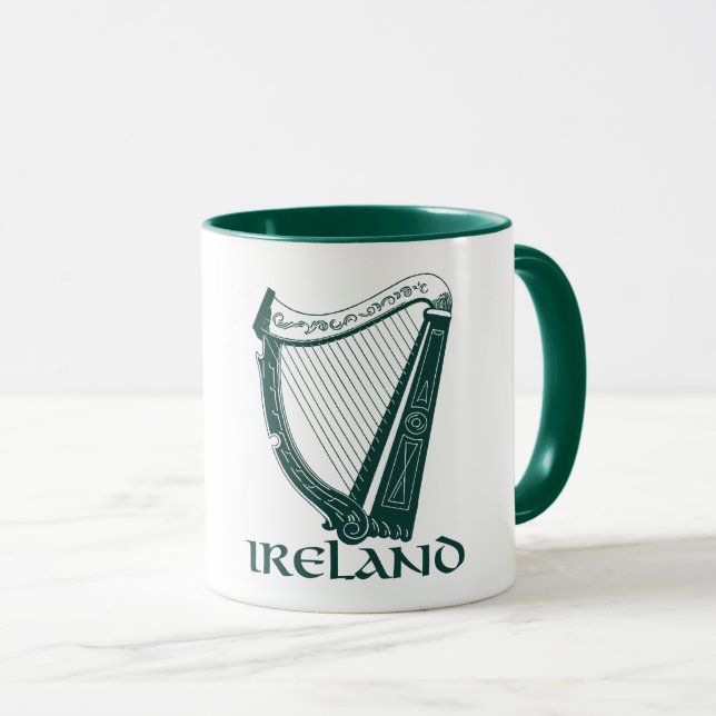 Ireland Harp Design, Irish Harp Mug (Front Right)