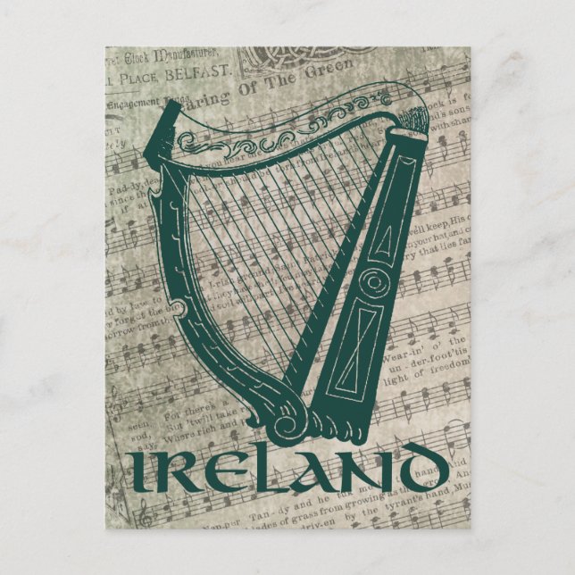 Ireland Harp Design, Irish Harp Postcard (Front)