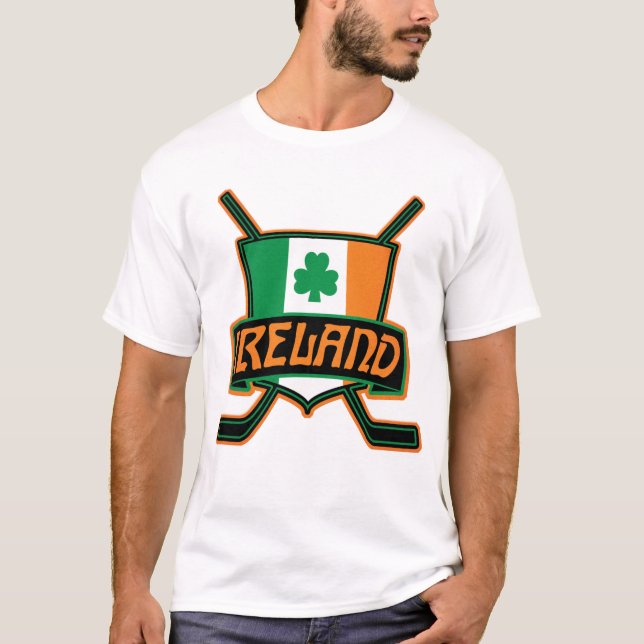Ireland Ice Hockey Shirsey with Name & Number T-Shirt (Front)
