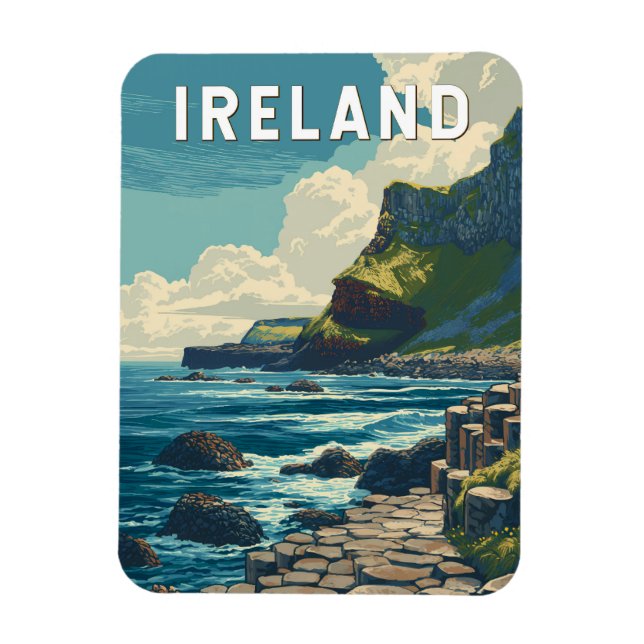 Ireland Illustration Travel Art Vintage Magnet (Vertical)