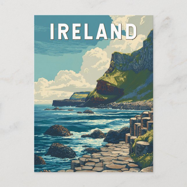 Ireland Illustration Travel Art Vintage Postcard (Front)