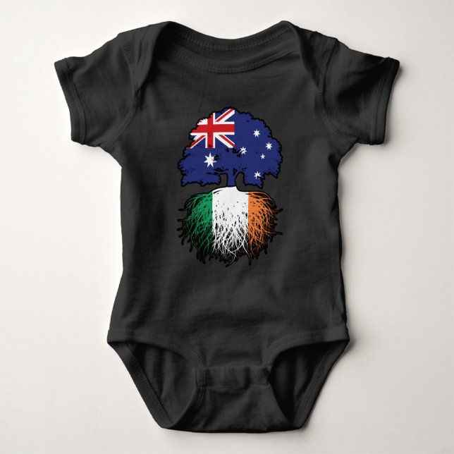 Ireland Irish Australian Australia Tree Roots Flag Baby Bodysuit (Front)