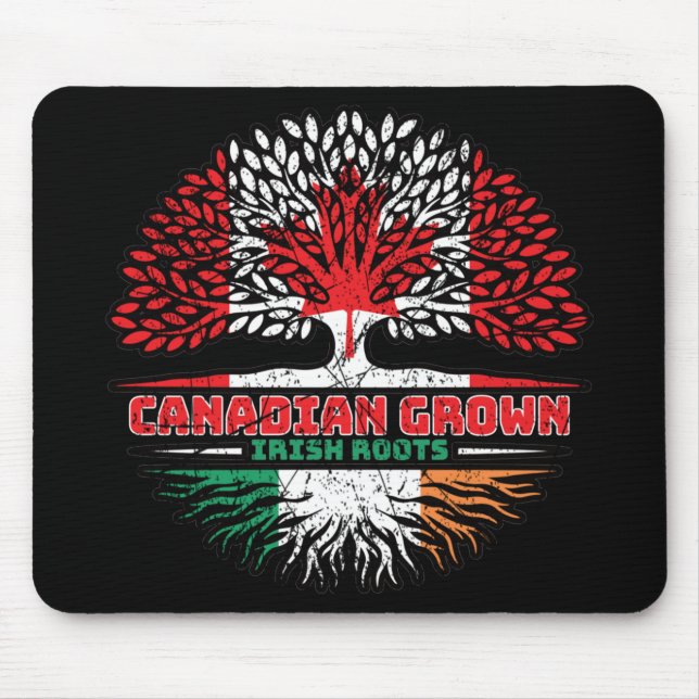 Ireland Irish Canadian Canada Tree Roots Flag Mouse Pad (Front)