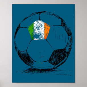 Ireland Irish Eire Flag Design On Soccer Ball Jers Poster