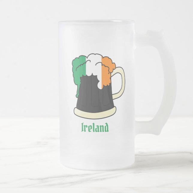 Ireland Irish Flag Beer Frosted Glass Beer Mug (Right)