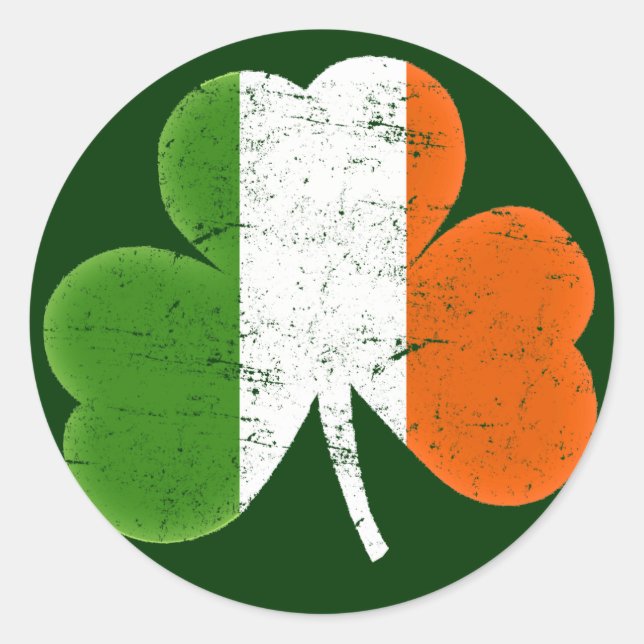 Ireland Irish Flag Classic Shamrock Round Sticker (Front)