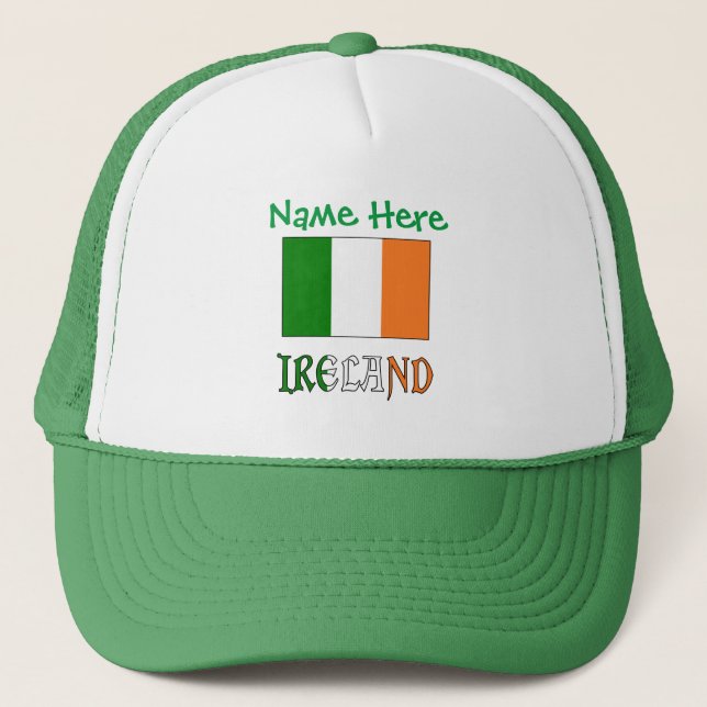 Ireland Irish Flag Green Personalisation  Trucker Hat (Front)