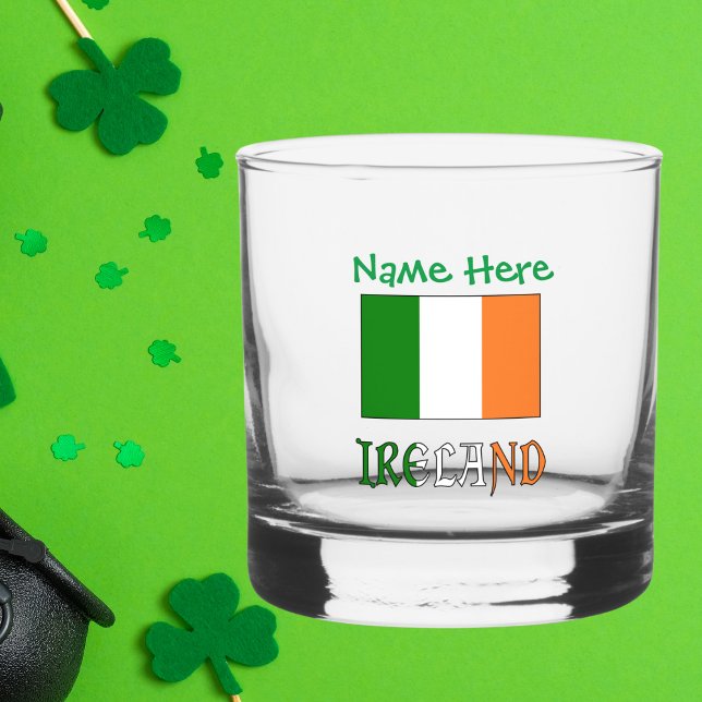 Ireland Irish Flag Green Personalisation  Whiskey Glass (Creator Uploaded)