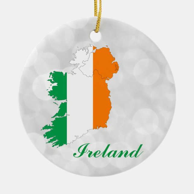 Ireland Irish Flag Map Ceramic Tree Decoration (Front)