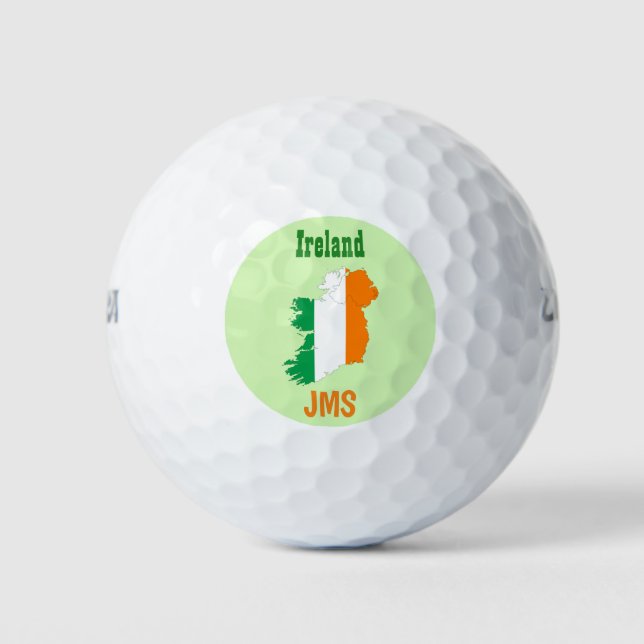 Ireland Irish Flag Map Monogram Initials Golf Balls (Front)