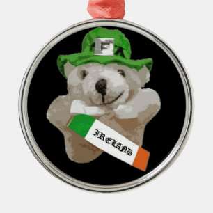Ireland, Irish Leprechaun Teddy Bear, Black Metal Tree Decoration