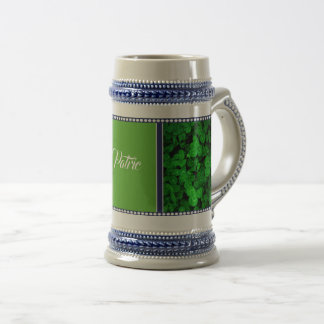 Ireland, Irish, shamrock, 4 leaf clover, add name Beer Stein