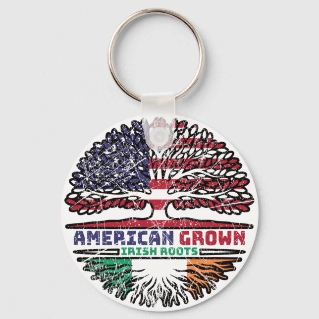 Ireland Irish US American USA United States Tree Key Ring (Front)