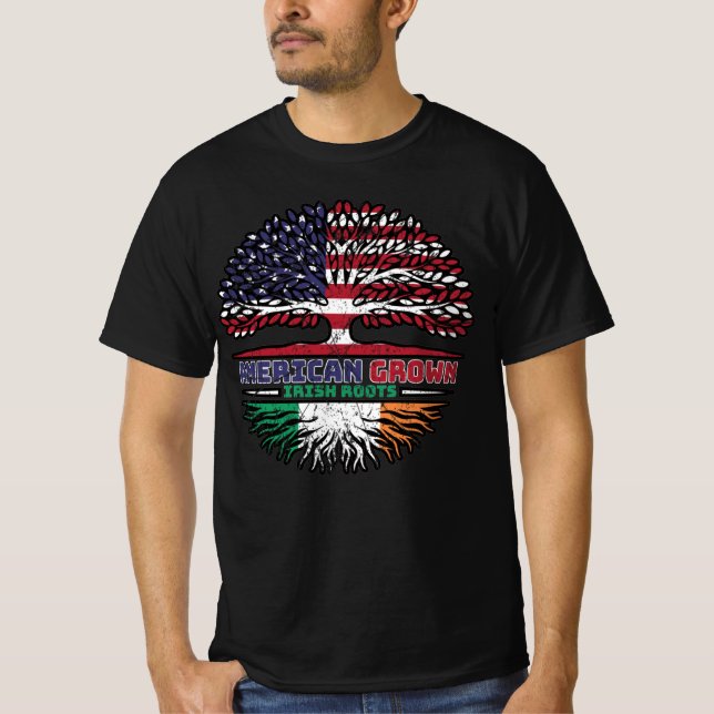 Ireland Irish US American USA United States Tree T-Shirt (Front)