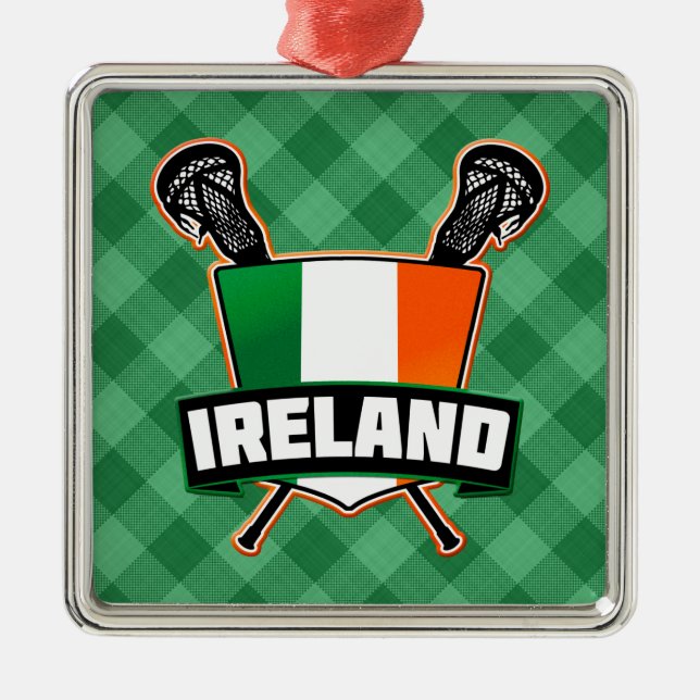 Ireland Lacrosse Irish Metal Tree Decoration (Front)