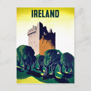Ireland, land of romance, Blarey castle, vintage Postcard