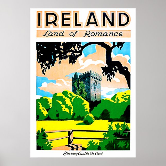 Ireland, land of romance, Blarey castle, vintage Poster (Front)