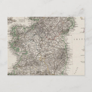 Ireland Map by Stieler Postcard