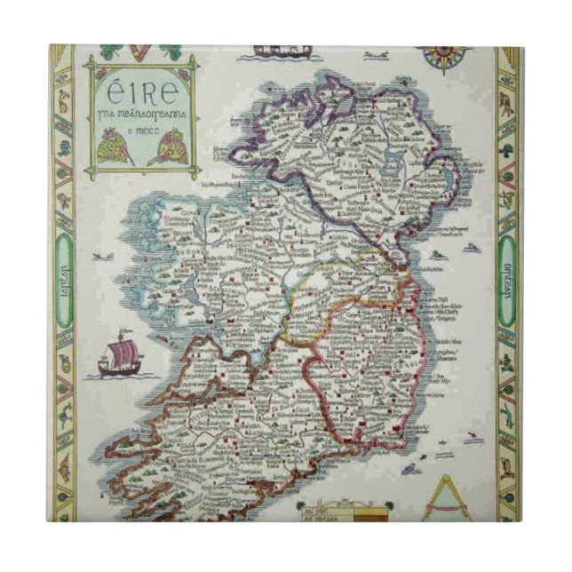 Ireland Map - Irish Eire Erin Historic Map Tile (Front)
