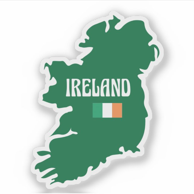 Ireland map outline with name and flag (Front)