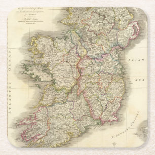 Ireland map square paper coaster