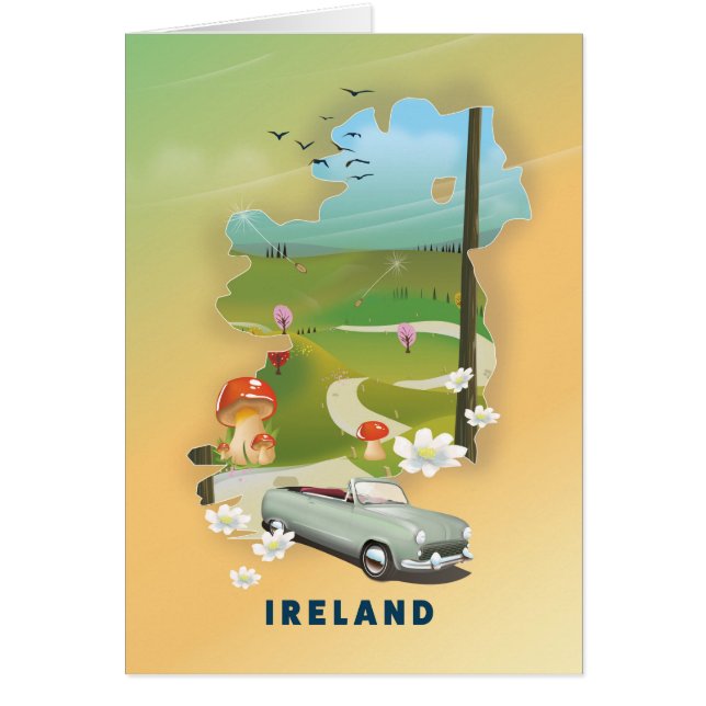 Ireland map vintage travel poster (Front)