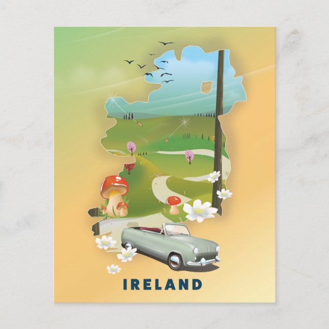 Ireland map vintage travel poster (Front)
