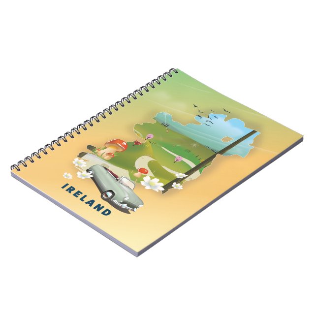 Ireland map vintage travel poster notebook (Left Side)