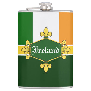Ireland National flag, Customize with name Hip Flask