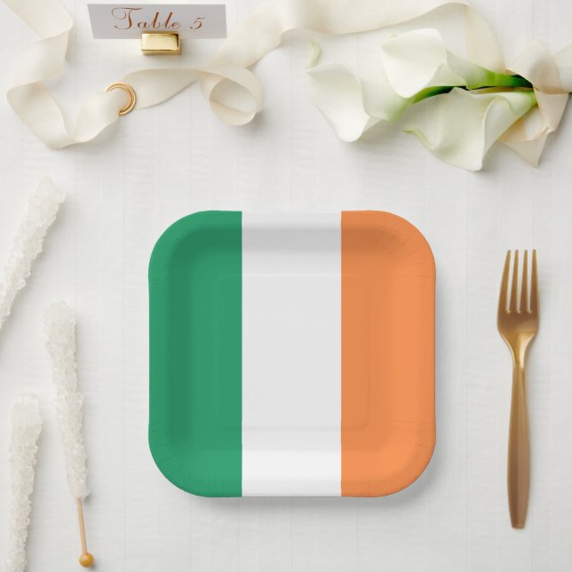 Ireland National Flag, Irish standard, Banner Paper Plate (Wedding)