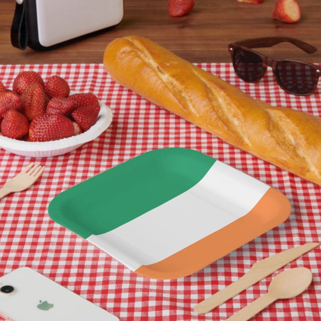 Ireland National Flag, Irish standard, Banner Paper Plate (Picnic)