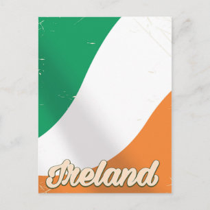Ireland National Flag retro travel poster Postcard