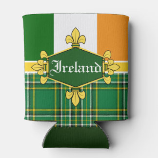 Ireland National flag, Tartan, Customise the name Can Cooler