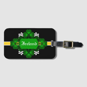 Ireland National Shamrock white flower-Custom name Luggage Tag