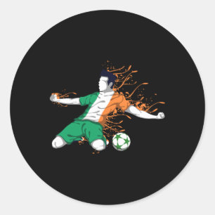Ireland National Soccer - Irish Flag Footbyll Love Classic Round Sticker
