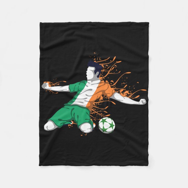 Ireland National Soccer - Irish Flag Footbyll Love Fleece Blanket (Front)