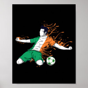 Ireland National Soccer - Irish Flag Footll Lover  Poster