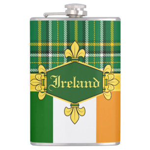 Ireland National Tartan,flag, Customize with name Hip Flask