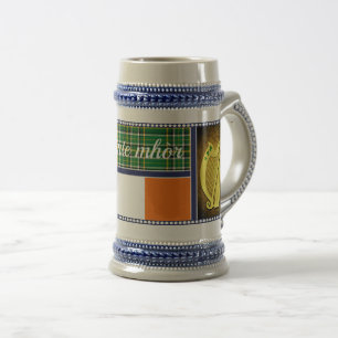 Ireland National tartan/flag Harp, green shamrocks Beer Stein