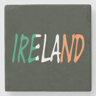 Ireland overlaid on Irish flag coastercn Stone Coaster